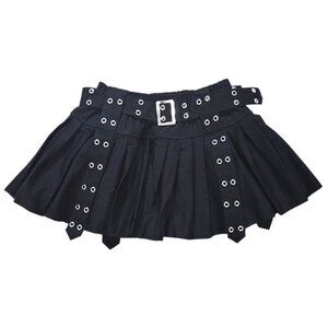 ACDC RAG - Royal Road Punk Rock Black Pleated Skirt
